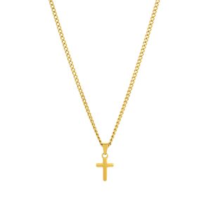 Colar Dourado Udine, para homem, com pendente em forma de cruz em aço inoxidável da marca portuguesa Twobrothers.