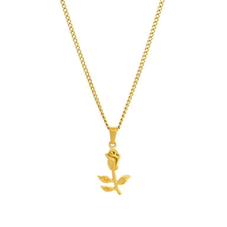 Colar Homem dourado com pendente em forma de rosa, produzido em aço inoxidável, da marca Twobrothers.