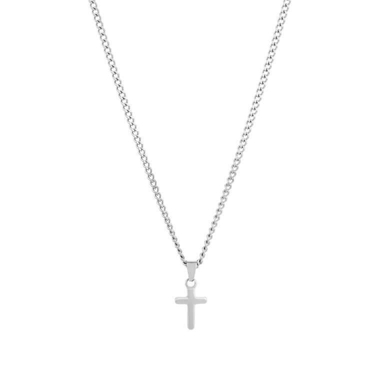 Colar Prateado Udine, para homem, com pendente em forma de cruz em aço inoxidável da marca portuguesa Twobrothers.
