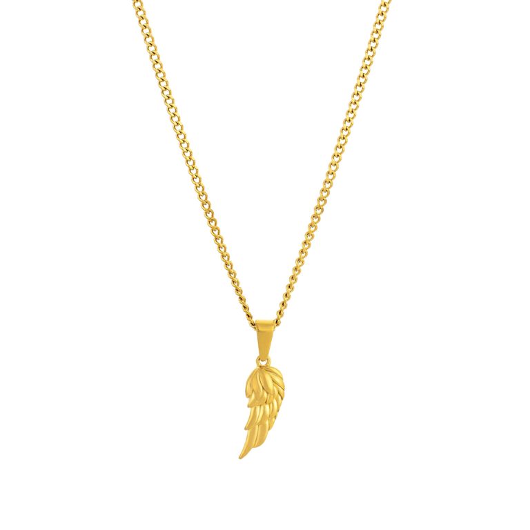 Colar masculino Los Angeles, com Asa em aço inoxidável e fio fino dourado, da marca Twobrothers em Portugal.
