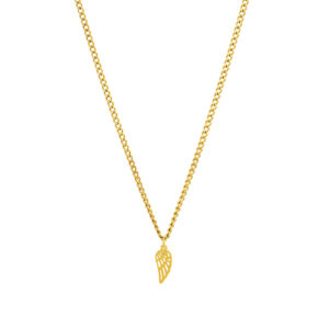 Colar Dourado Davis Wing, para mulher, em aço inoxidável com corrente discreta e pendente de uma asa, da Twobrothers.