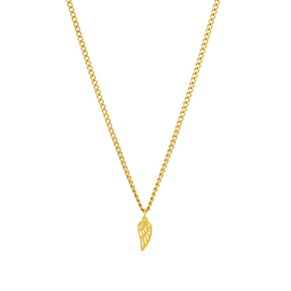 Colar Dourado Davis Wing, para mulher, em aço inoxidável com corrente discreta e pendente de uma asa, da Twobrothers.