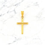 Pendente cruz em aço dourado