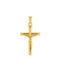 Pendente cruz Jesus Cristo Dourada, em aço inoxidável para colares.