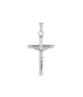 Pendente cruz Jesus Cristo Prateada, em aço inoxidável para colares.