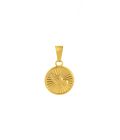 Pendente Medalha Auburn Dourada, em aço inoxidável, com duas mãos de oração para colares.