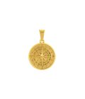 Pendente Medalha Captain Compass Dourada, em aço inoxidável para colares.