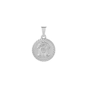Pendente Medalha Damascus Prateada, em aço inoxidável para colares.