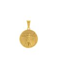 Pendente Medalha Homem Vitruviano Dourada, em aço inoxidável para colares.