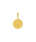 Pendente Medalha Justice Gold Dourada, em aço inoxidável para colares.
