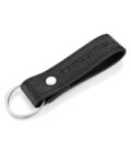 Porta-chaves preto em pele genuína estilo saffiano com argola para chaves. da marca Twobrothers.