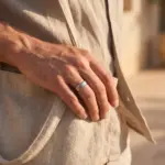 Anel para homem em aço inoxidável prateado, modelo Alpine