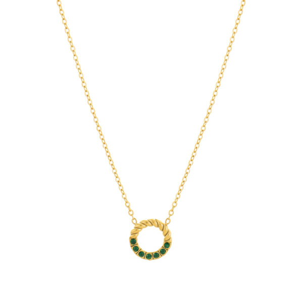 Colar Mulher Dourado com Brilhantes Verdes da Twobrothers