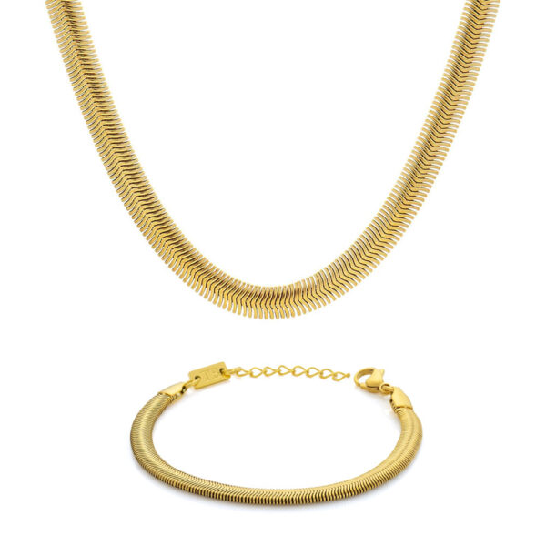 Colar e Pulseira Mulher Dourado estilo corrente Sophie, em aço inoxidável da Twobrothers