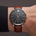 Relógio Clinton para homem com bracelete em pele castanha