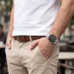 Relógio para homem Clinton Link, com bracelete de elos em aço inoxidável 316L