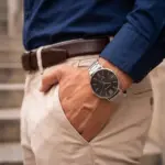 Relógio para homem Clinton Link, com bracelete de elos em aço inoxidável 316L