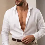 Colar para homem em aço inoxidável dourado com pendente estrela davi