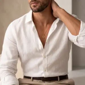 Colar para homem em aço inoxidável dourado com pendente estrela davi