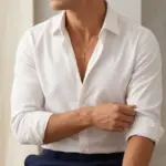 Colar dourado, para homem, com pendente em forma de cruz em aço inoxidável.