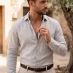 Colar para homem em aço inoxidável prateado com estrela de davi