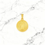 pendente medalha dourada para colar masculino em aço inoxidável