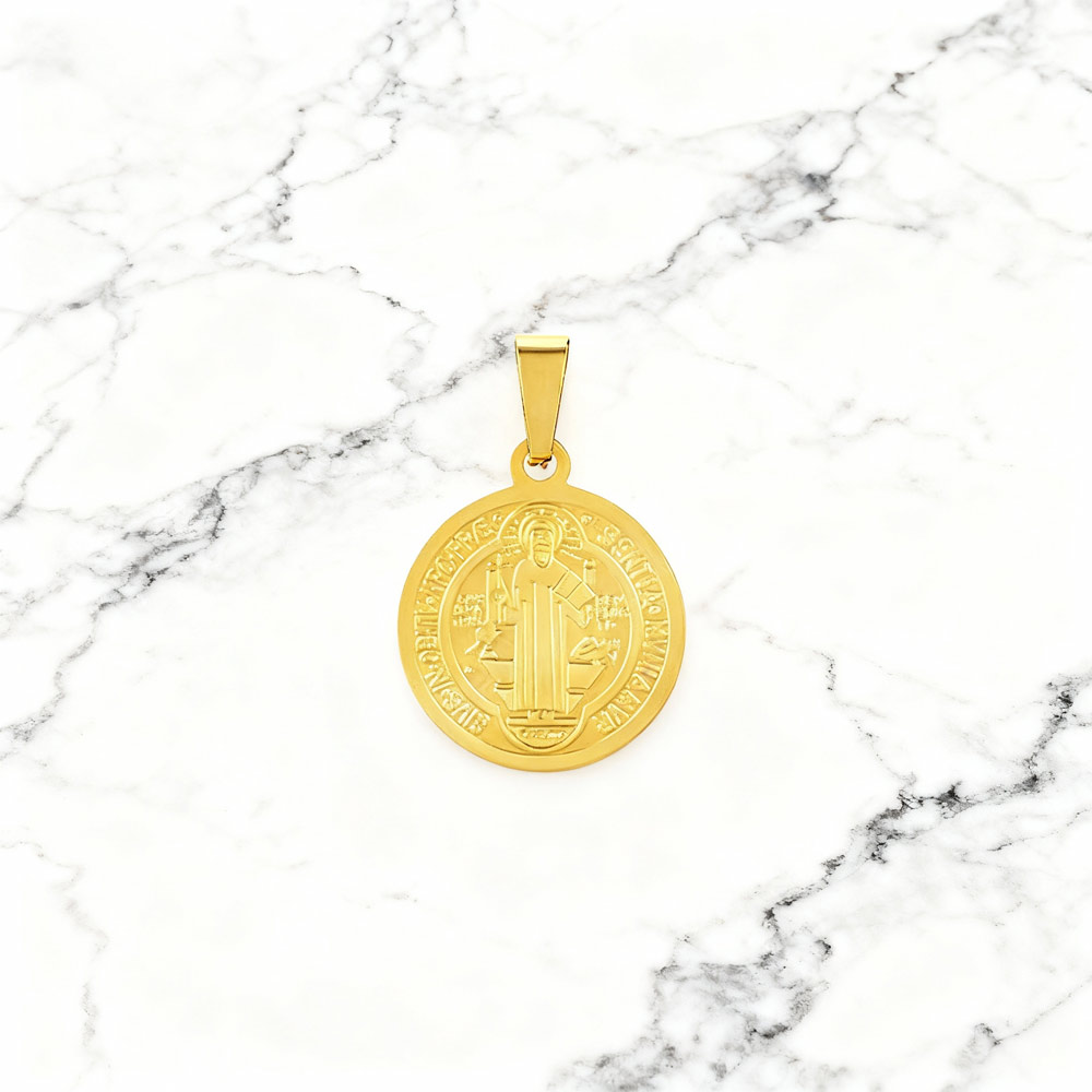 pendente-medalha-dourada pendente medalha dourada para colar masculino em aço inoxidável