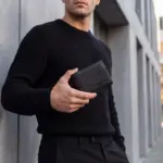 Carteira para homem modelo Brooklyn em pele preta genuína