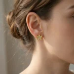 Brincos Mulher Dourados Daisy com Brilhantes - Image 2