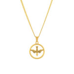 Colar homem dourado Freedom com medalha de pássaro livre, em aço inoxidável.