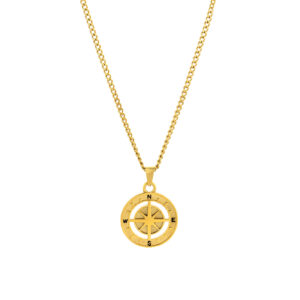 Colar Newport Compass para homem em aço inoxidável da marca Twobrothers com pendente em forma de bússola.