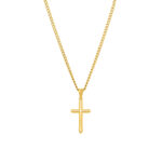 colar homem dourado com pendente em forma de cruz aberta