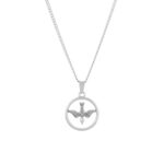 Colar homem prateado Freedom com medalha de pássaro livre, em aço inoxidável.