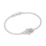 Pulseira para Homem Prateada com mão de Fátima em aço inoxidável.