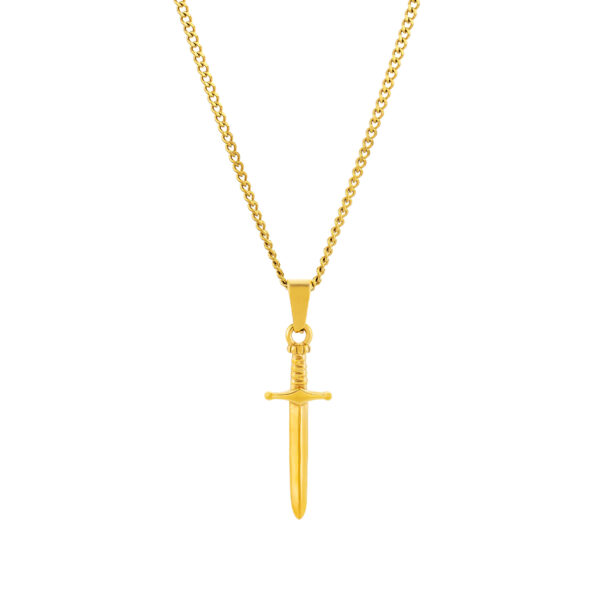 Colar Homem Dourado com pendente em forma de Espada, para homem, produzido em aço inoxidável que não faz alergia, na categoria de moda em Portugal