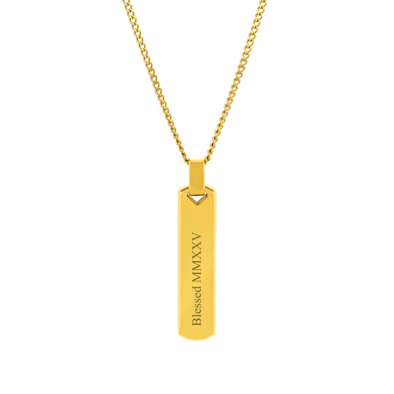 Colar Homem dourado com pendente boston, para personalizar, produzido em aço inoxidável que não faz alergia, na categoria de moda em Portugal