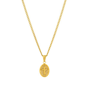 Colar Homem Dourado com medalha com cruz, para homem, produzido em aço inoxidável que não faz alergia, na categoria de moda em Portugal