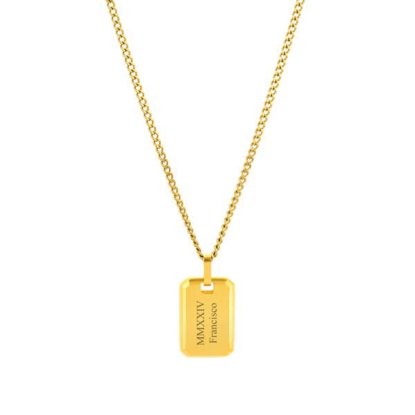Colar Homem dourado com pendente Seattle, para personalizar, produzido em aço inoxidável que não faz alergia, na categoria de moda em Portugal