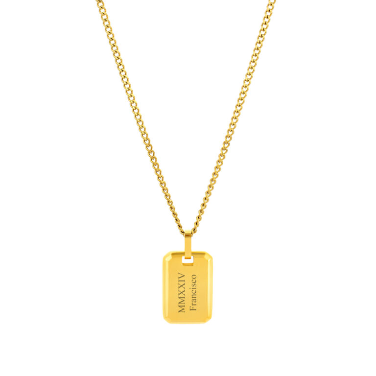 Colar Homem dourado com pendente Seattle, para personalizar, produzido em aço inoxidável que não faz alergia, na categoria de moda em Portugal