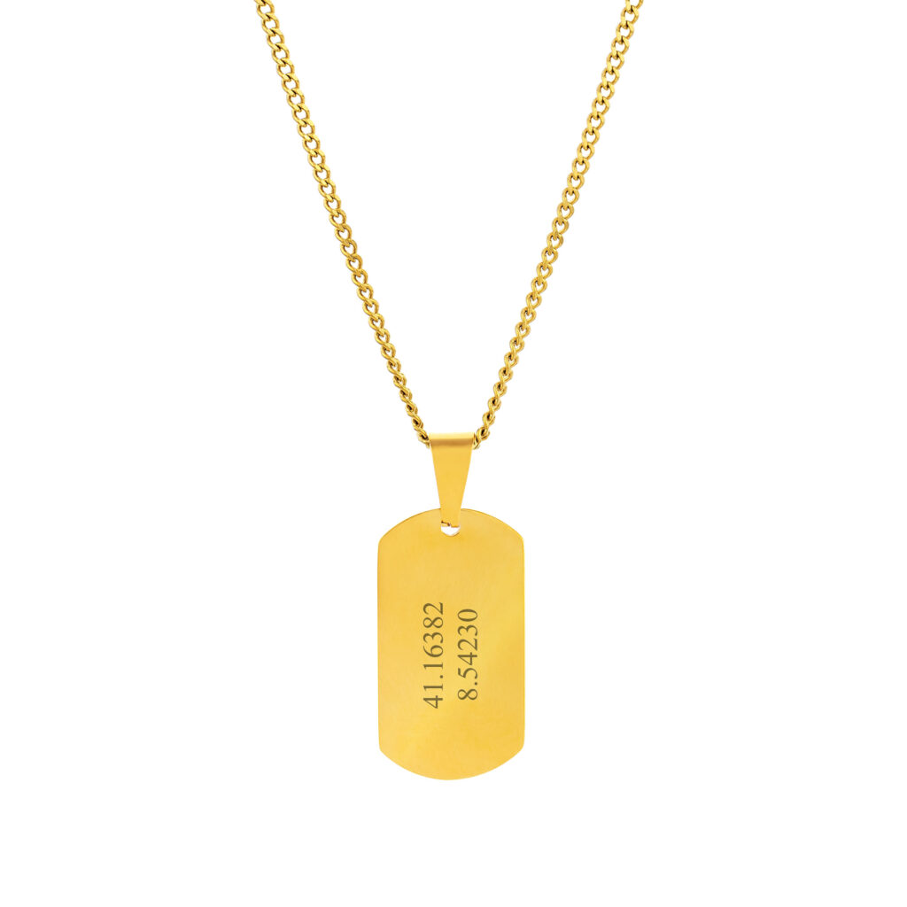 Colar Homem dourado com pendente Troop Militar, para personalizar, produzido em aço inoxidável que não faz alergia, na categoria de moda em Portugal