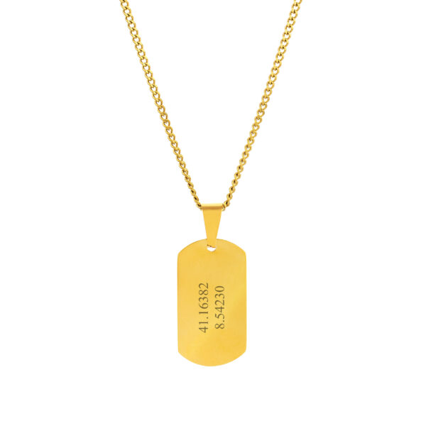 Colar Homem dourado com pendente Troop Militar, para personalizar, produzido em aço inoxidável que não faz alergia, na categoria de moda em Portugal