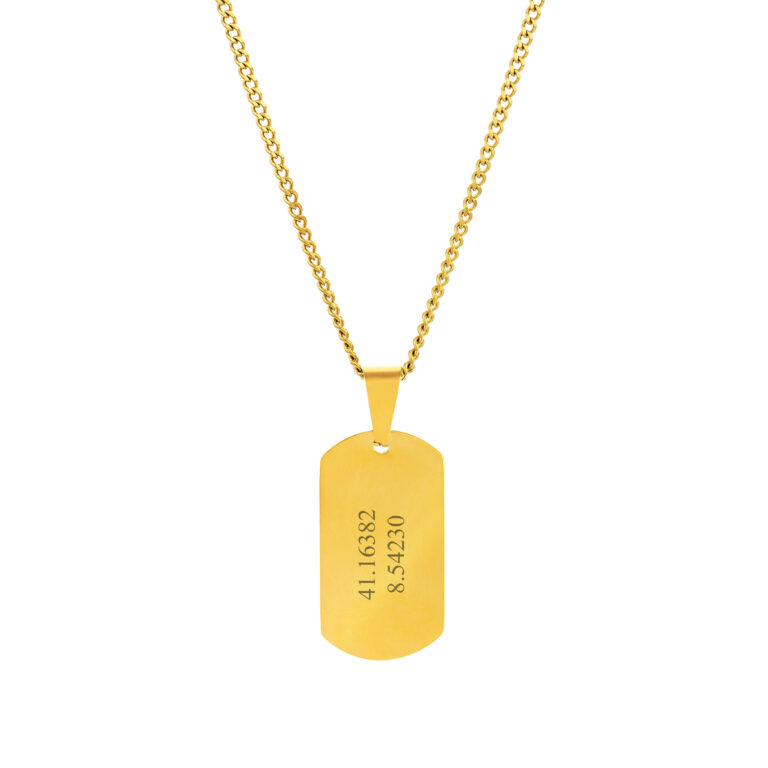 Colar Homem dourado com pendente Troop Militar, para personalizar, produzido em aço inoxidável que não faz alergia, na categoria de moda em Portugal