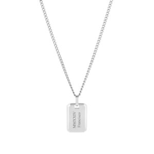 Colar Homem prateado com pendente Seattle, para personalizar, produzido em aço inoxidável que não faz alergia, na categoria de moda em Portugal