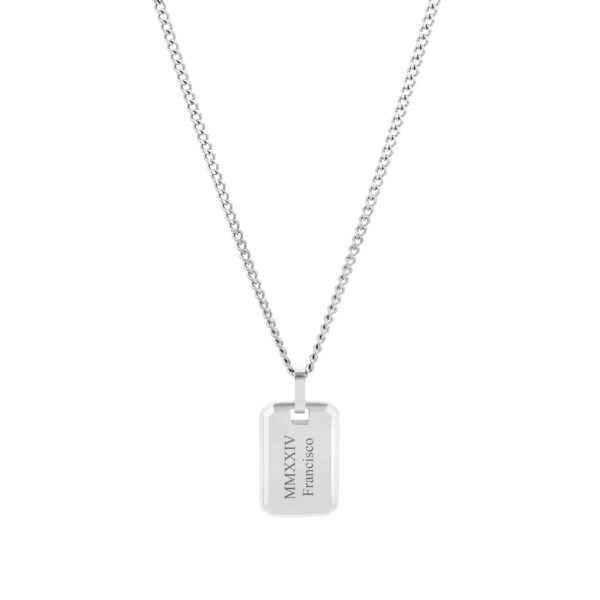 Colar Homem prateado com pendente Seattle, para personalizar, produzido em aço inoxidável que não faz alergia, na categoria de moda em Portugal