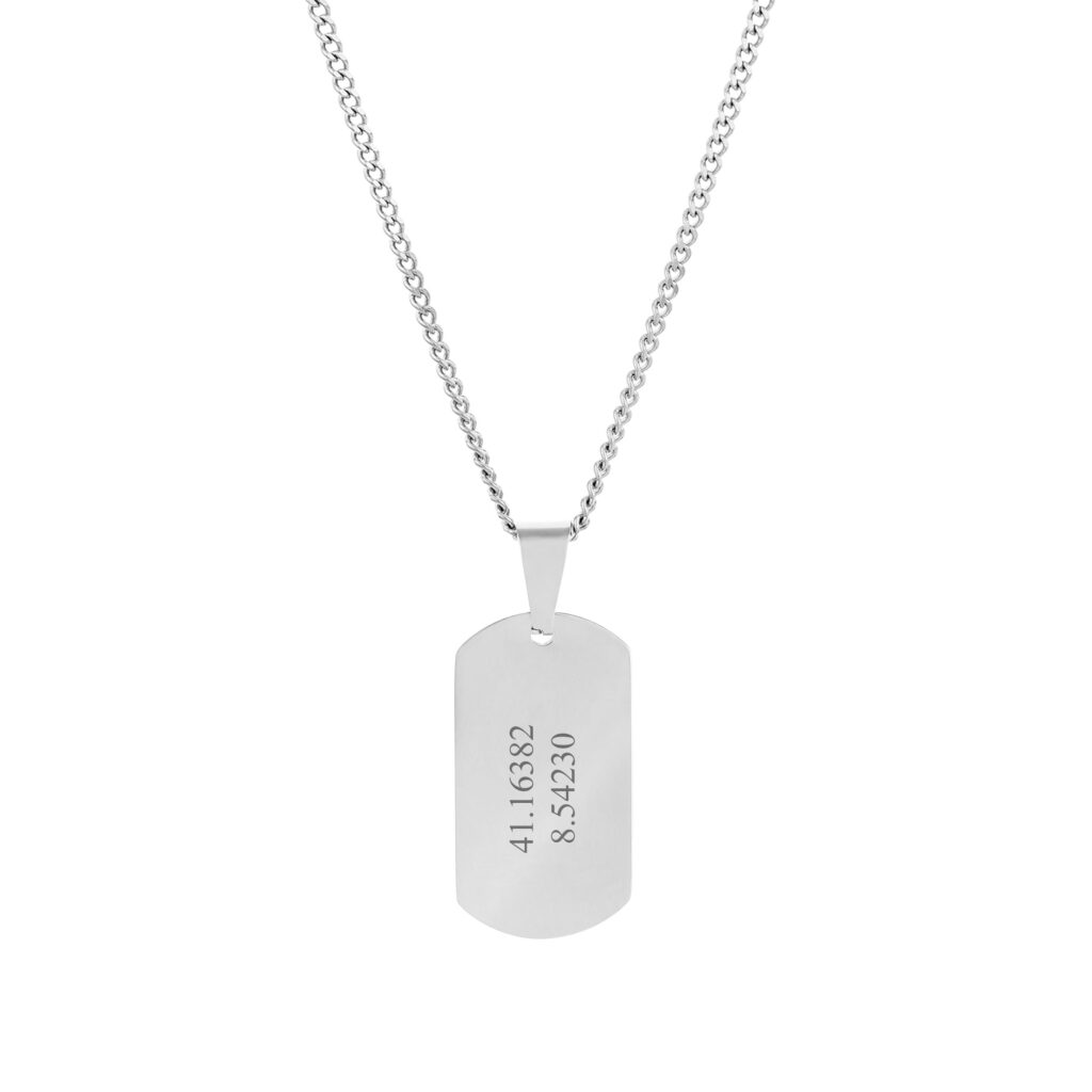 Colar Homem prateado com pendente Troop Militar, para personalizar, produzido em aço inoxidável que não faz alergia, na categoria de moda em Portugal