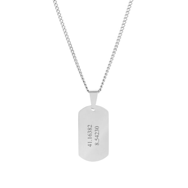 Colar Homem prateado com pendente Troop Militar, para personalizar, produzido em aço inoxidável que não faz alergia, na categoria de moda em Portugal