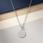 Colar para homem em aço inoxidável prateado com medalha olho turco