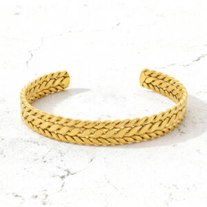 pulseira escrava homem dourada em aço inoxidável.