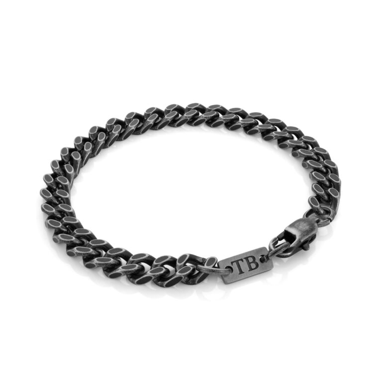 Pulseira dixon em aço inoxidável escurecido para homem, da marca Portuguesa Twobrothers