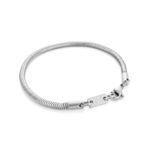 Pulseira masculina Fresno estilo minimalista em produzida em aço inoxidável prateado pela marca Twobrothers.